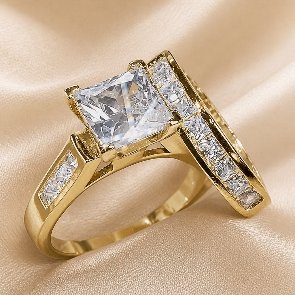 Ring mit quadratischem Zirkonia