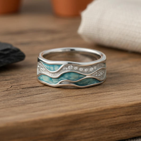 Ring „Türkisfarbene Wellen“ aus Silber