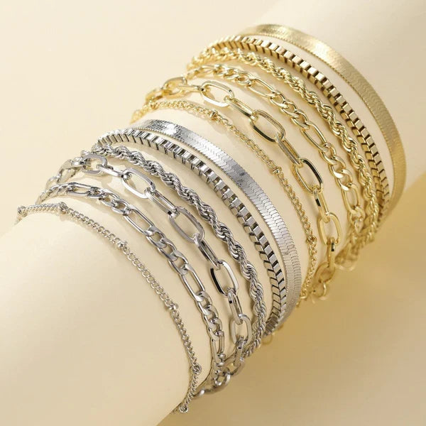 5-teiliges Armband-Set aus Gold