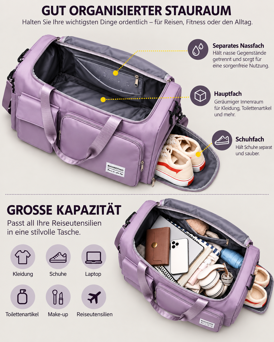 Noa Grosse Reisetasche mit Schuhfach