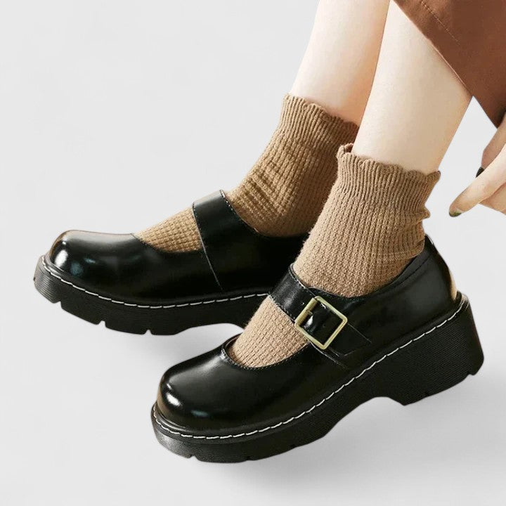 Aveline Leder-Plateauschuhe