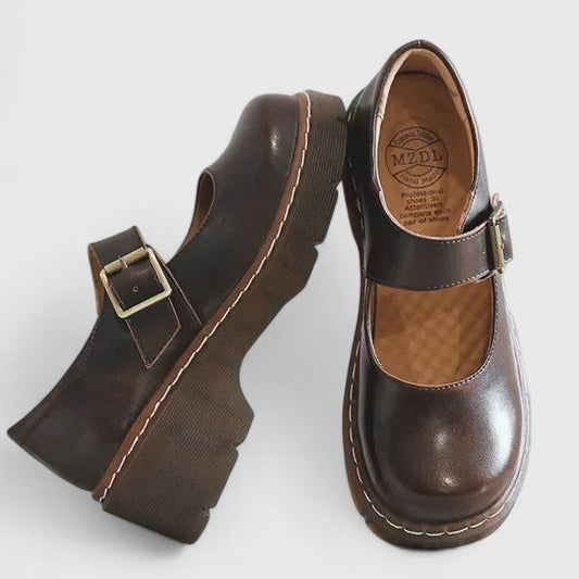 Aveline Leder-Plateauschuhe
