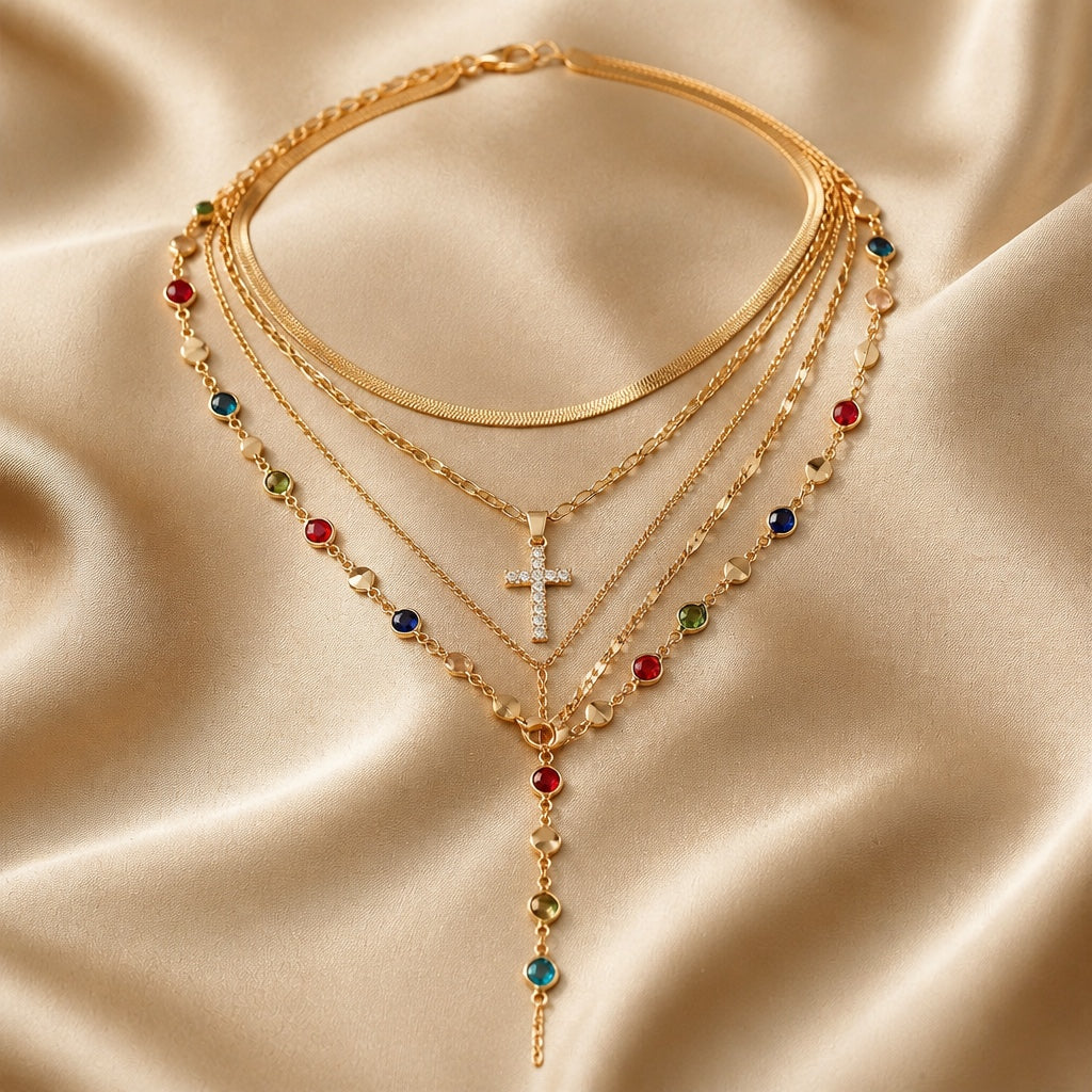 Schmuckset mit bunten Steinen