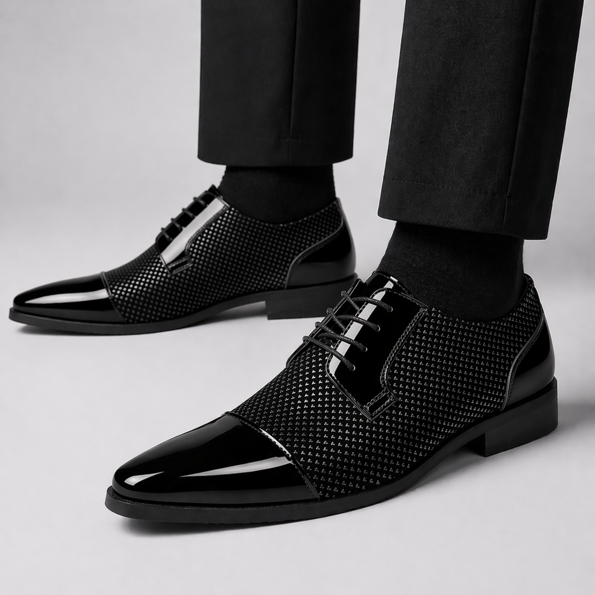 Lackleder-Derby Schuhe