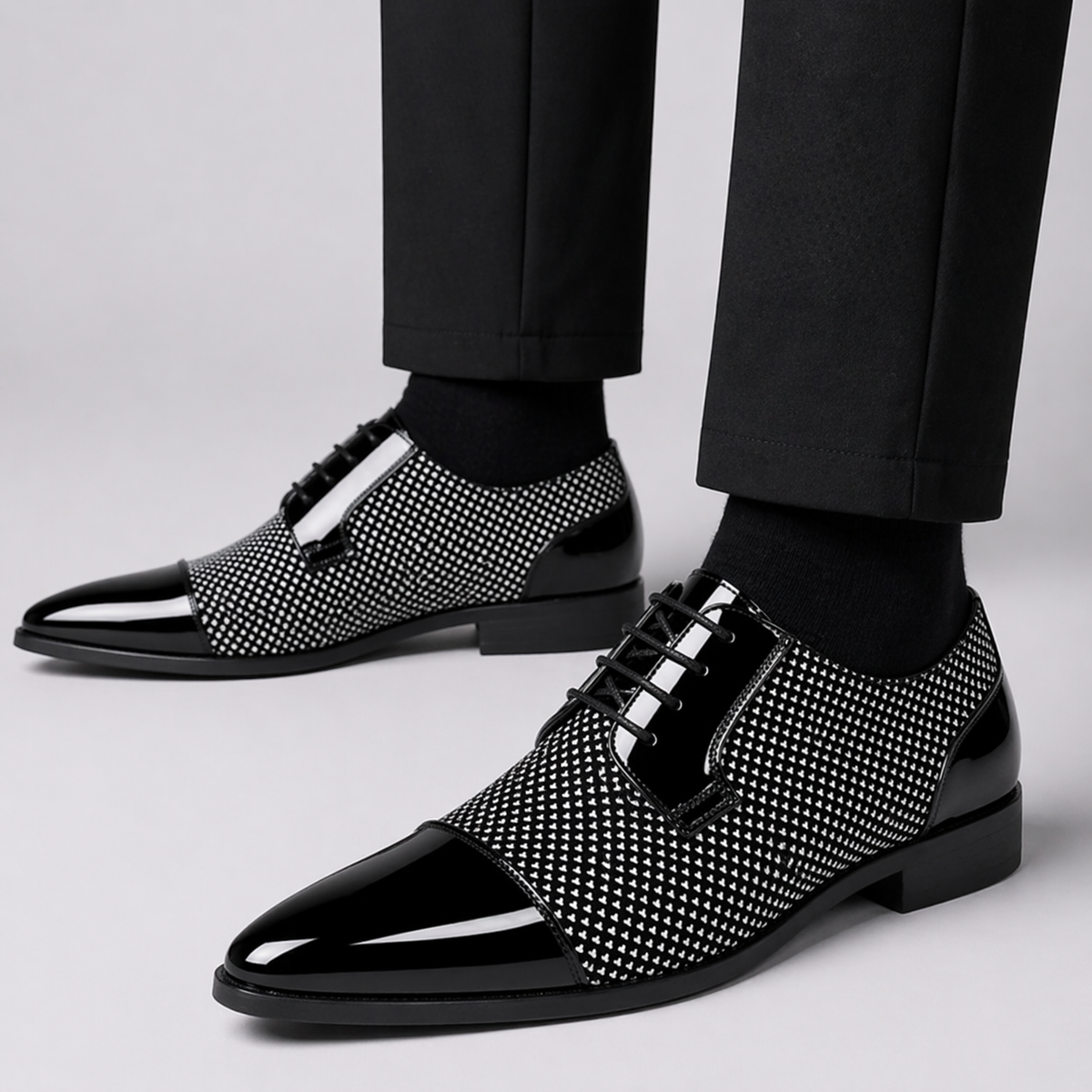 Lackleder-Derby Schuhe