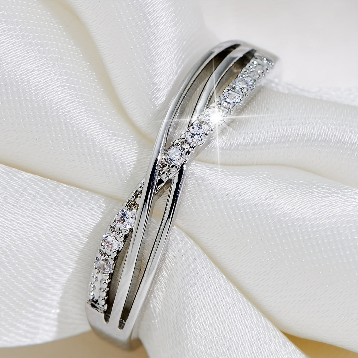 Zirkonia-Tagesring Weissgold