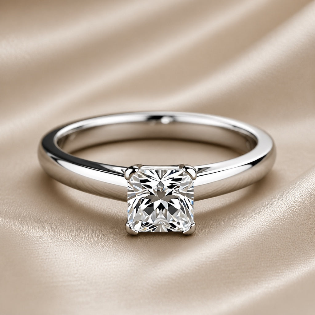 Quadratischer Kristallring Weissgold
