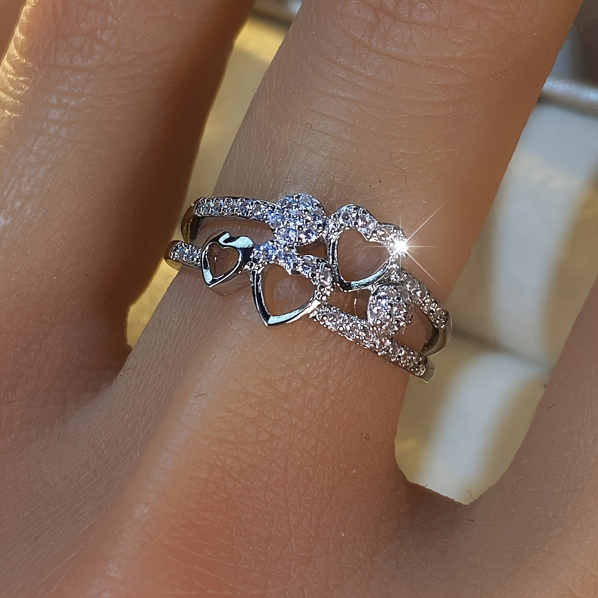 Herzring mit Zirkonia