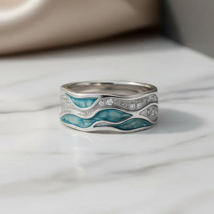 Ring „Türkisfarbene Wellen“ aus Silber