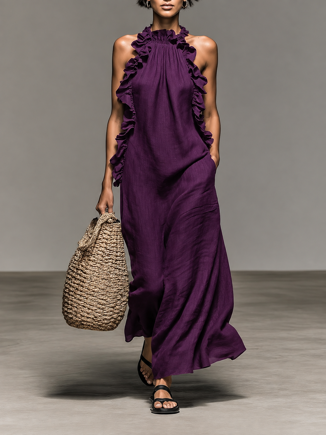 Elena Maxikleid mit Taschen