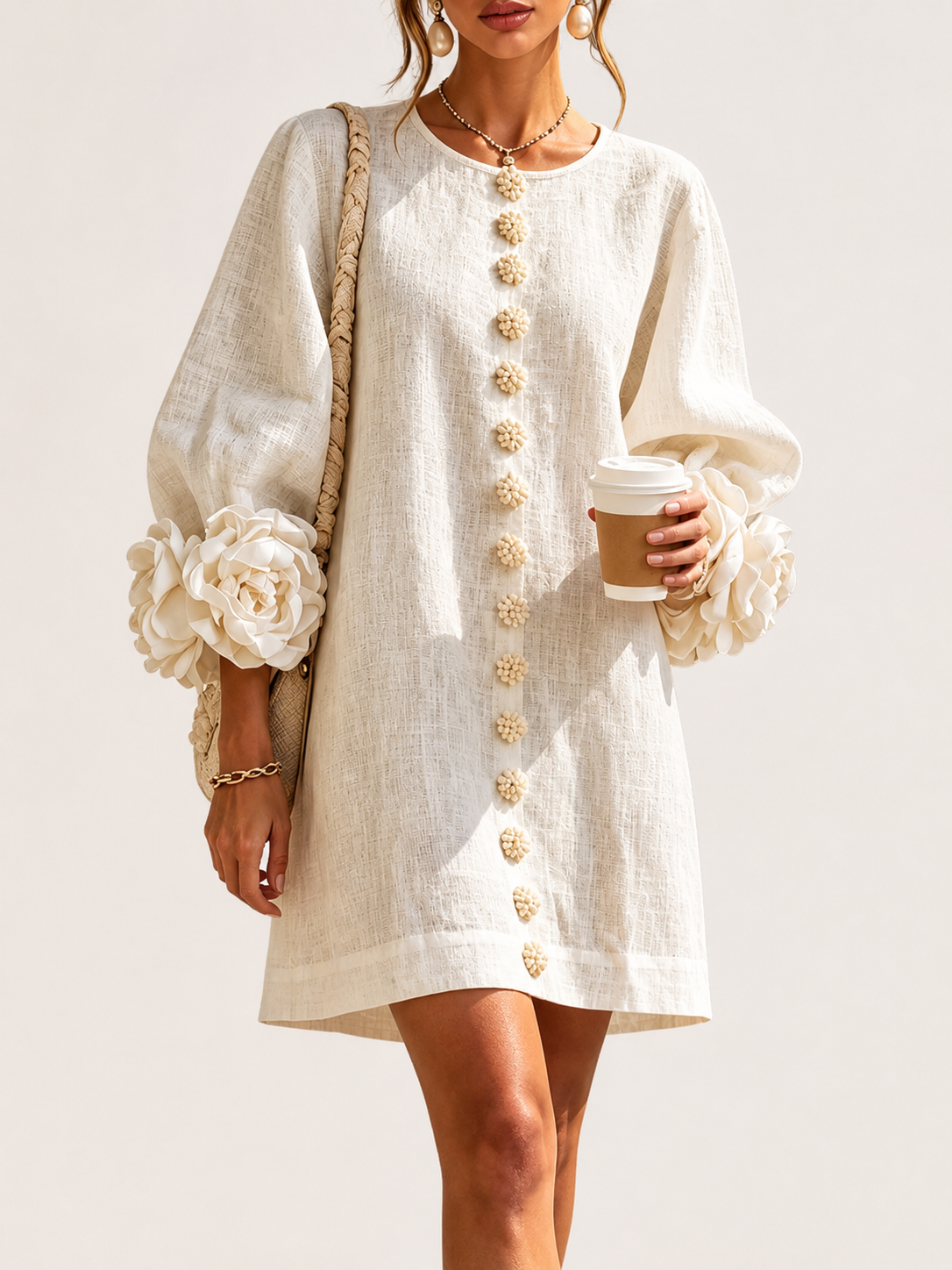 Mara Kleid mit Reliefblumen
