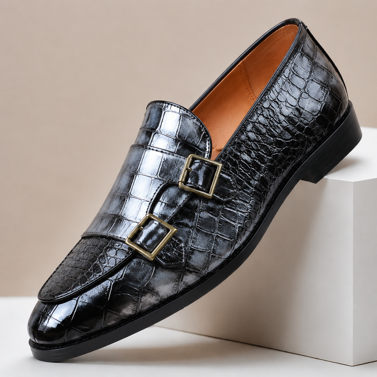 Loafer Kroko-Optik Doppelschnalle