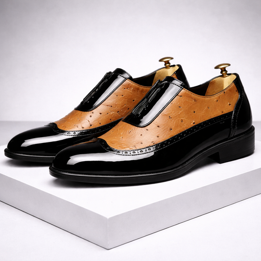 Zweifarbige Brogue-Businessschuhe