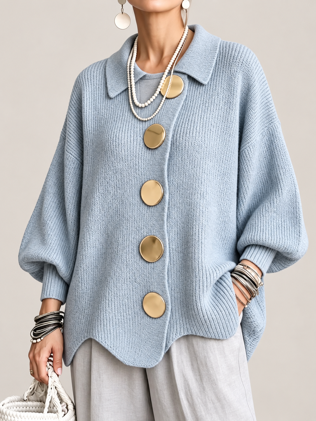 Jana Strickjacke mit Metallknöpfen