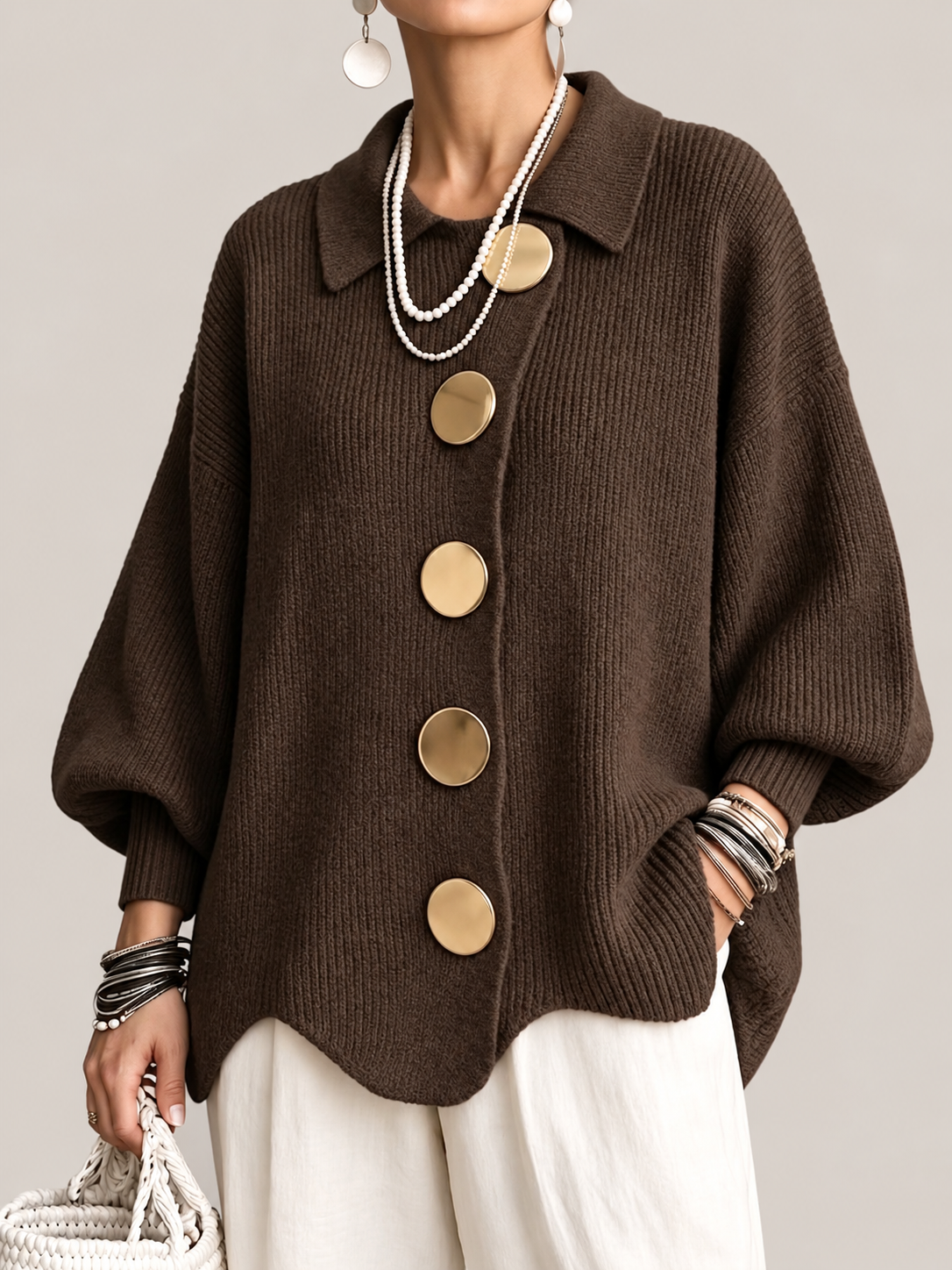 Jana Strickjacke mit Metallknöpfen
