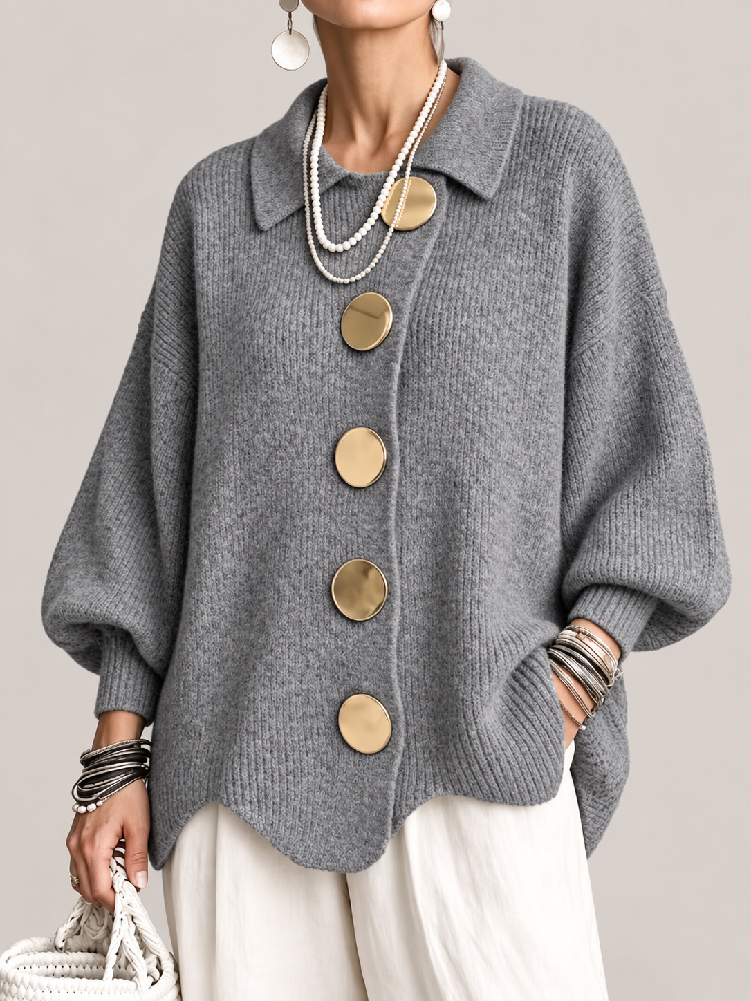 Jana Strickjacke mit Metallknöpfen