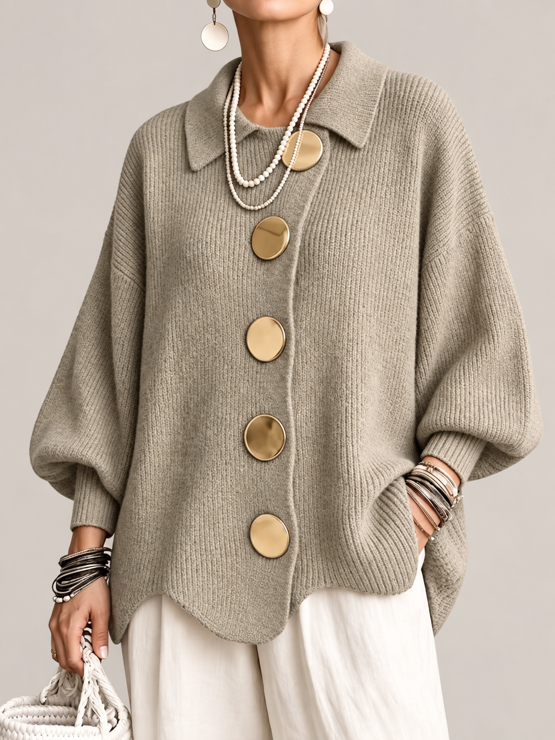 Jana Strickjacke mit Metallknöpfen
