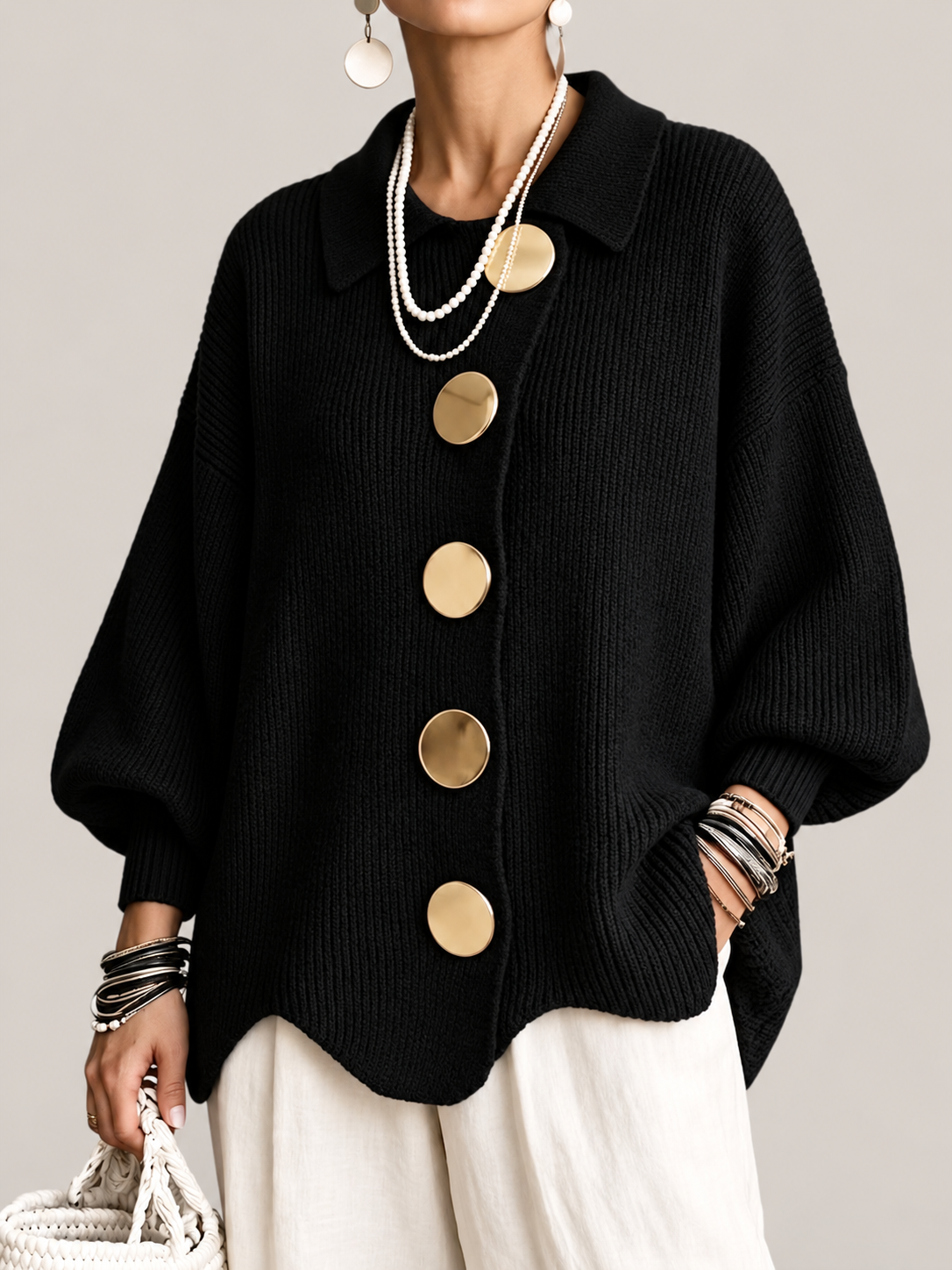 Jana Strickjacke mit Metallknöpfen