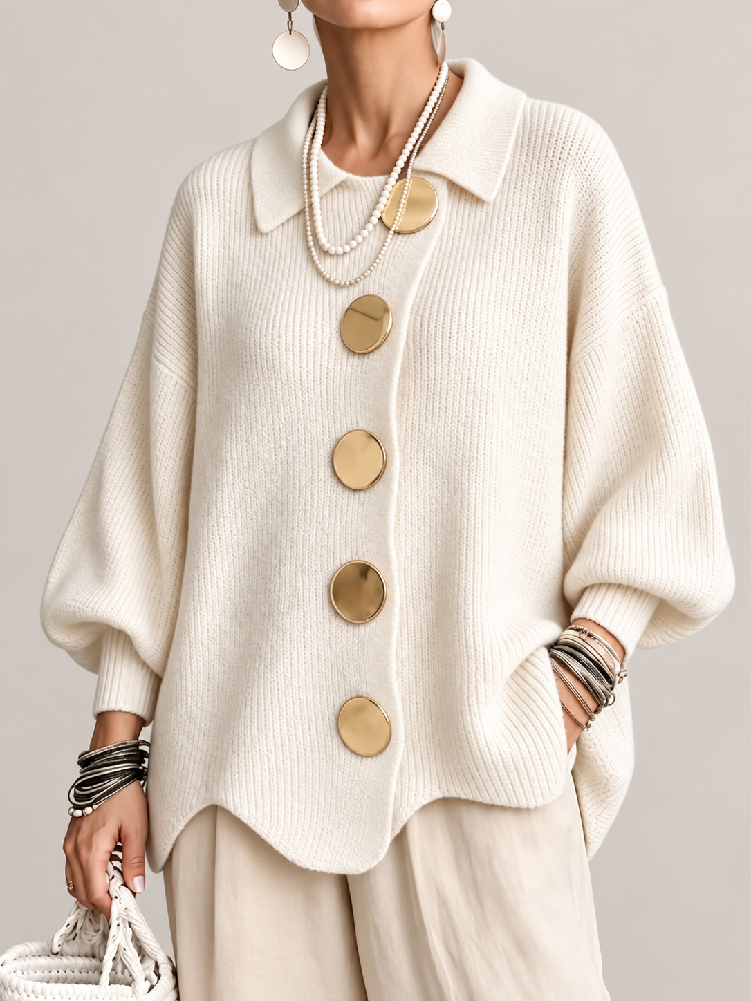 Jana Strickjacke mit Metallknöpfen