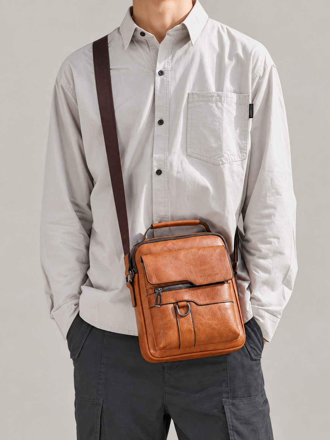 René Vintage-Crossbody-Tasche aus Kunstleder