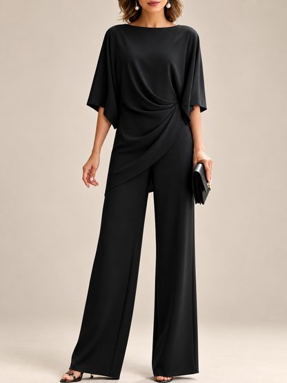 Malia Drapiertes Blusen-Set mit weiter Hose