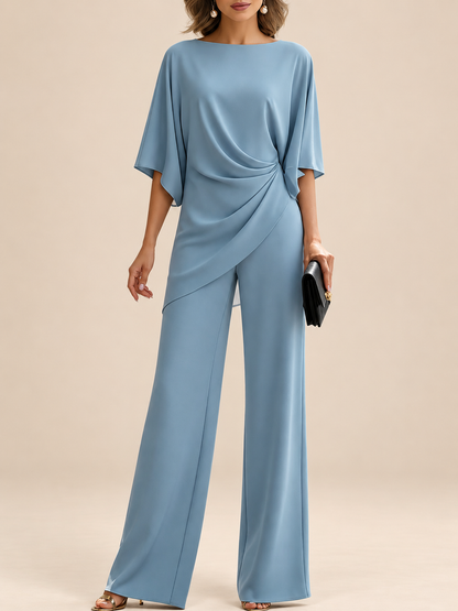 Malia Drapiertes Blusen-Set mit weiter Hose