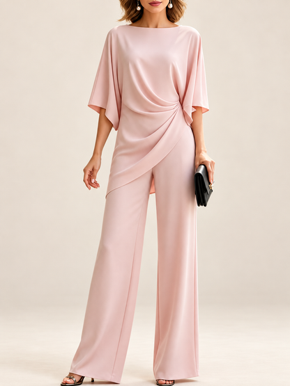 Malia Drapiertes Blusen-Set mit weiter Hose