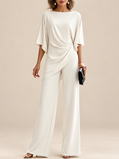 Malia Drapiertes Blusen-Set mit weiter Hose