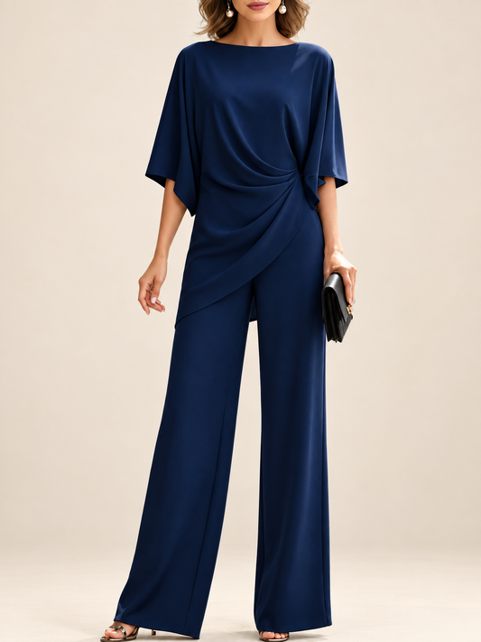 Malia Drapiertes Blusen-Set mit weiter Hose