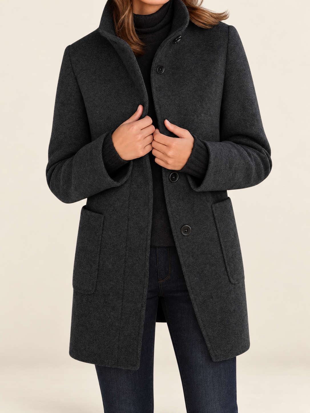Nora Komfortjacke mit hohem Kragen