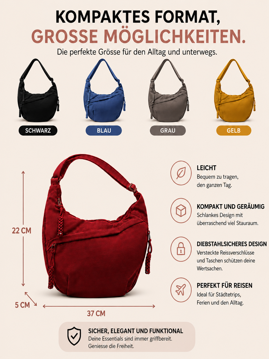 Sonnengelb Schultertasche