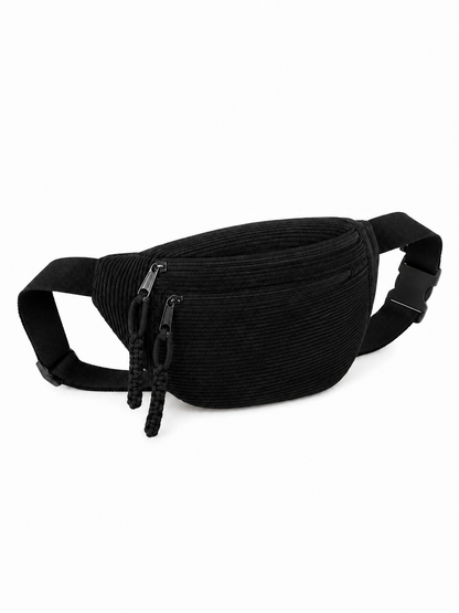 Schwarz Cord-Schultertasche