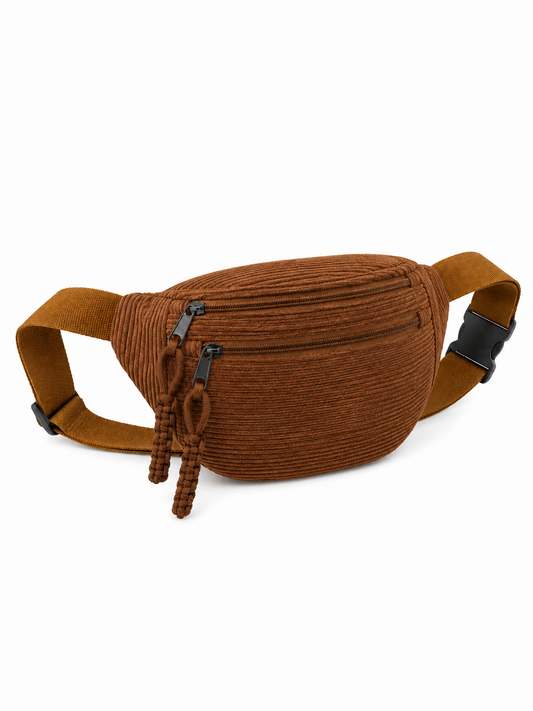Camel Cord-Schultertasche