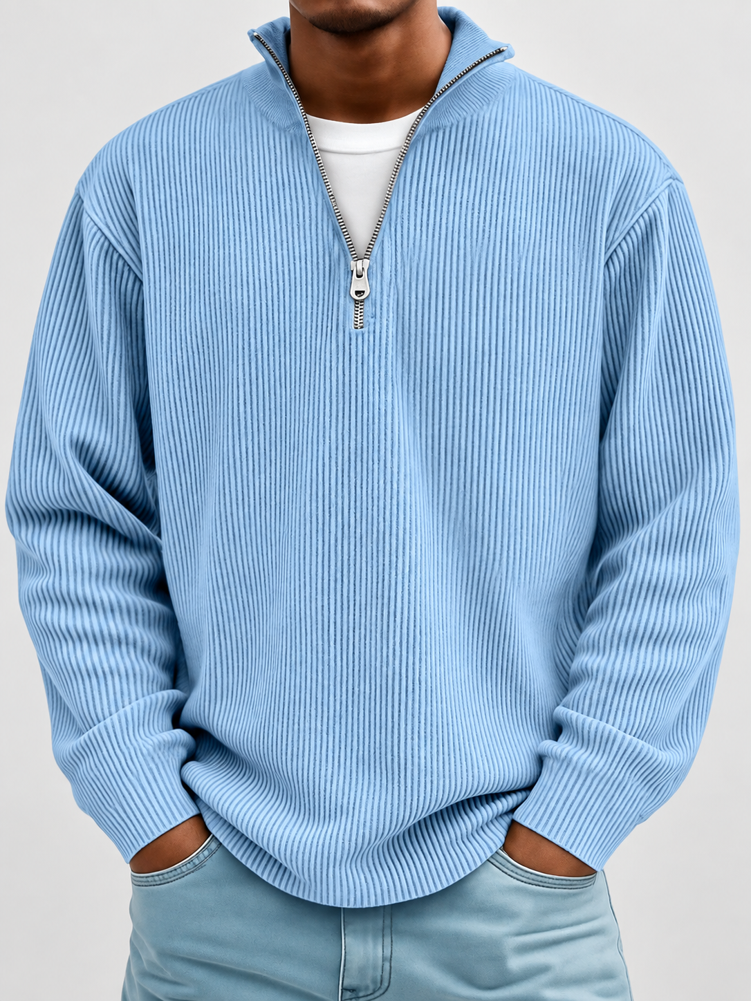 Alex Gerippter Pullover mit Reissverschluss