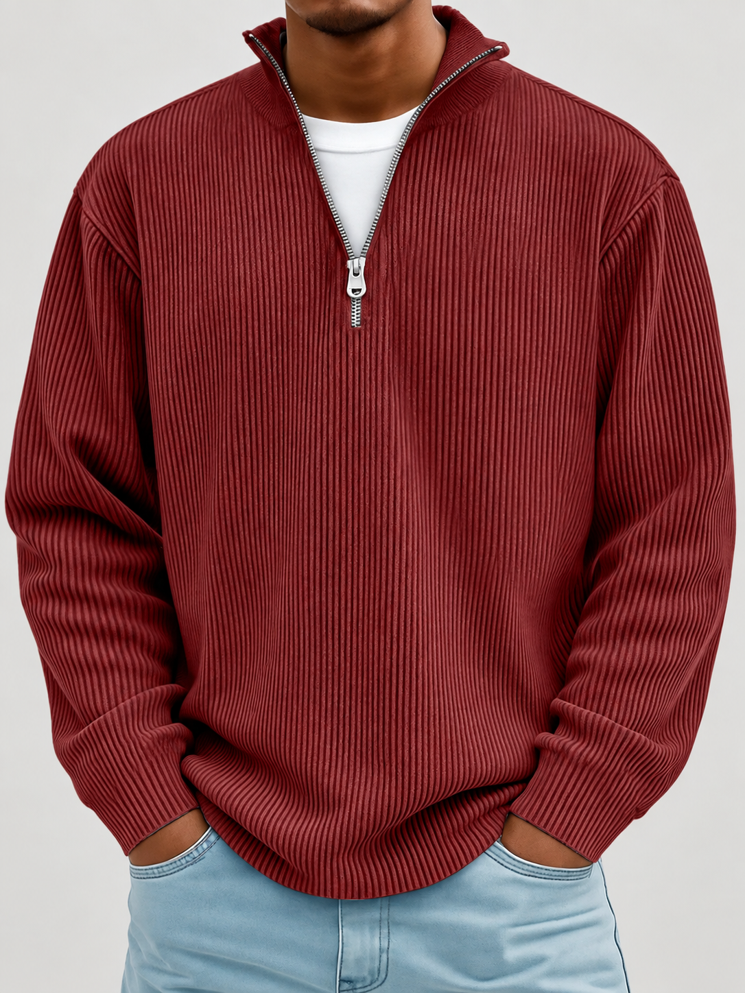 Alex Gerippter Pullover mit Reissverschluss
