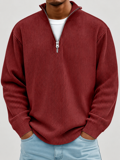 Alex Gerippter Pullover mit Reissverschluss
