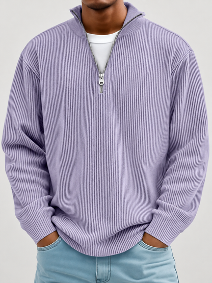 Alex Gerippter Pullover mit Reissverschluss