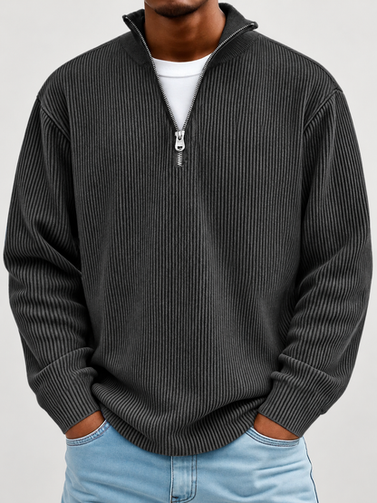 Alex Gerippter Pullover mit Reissverschluss