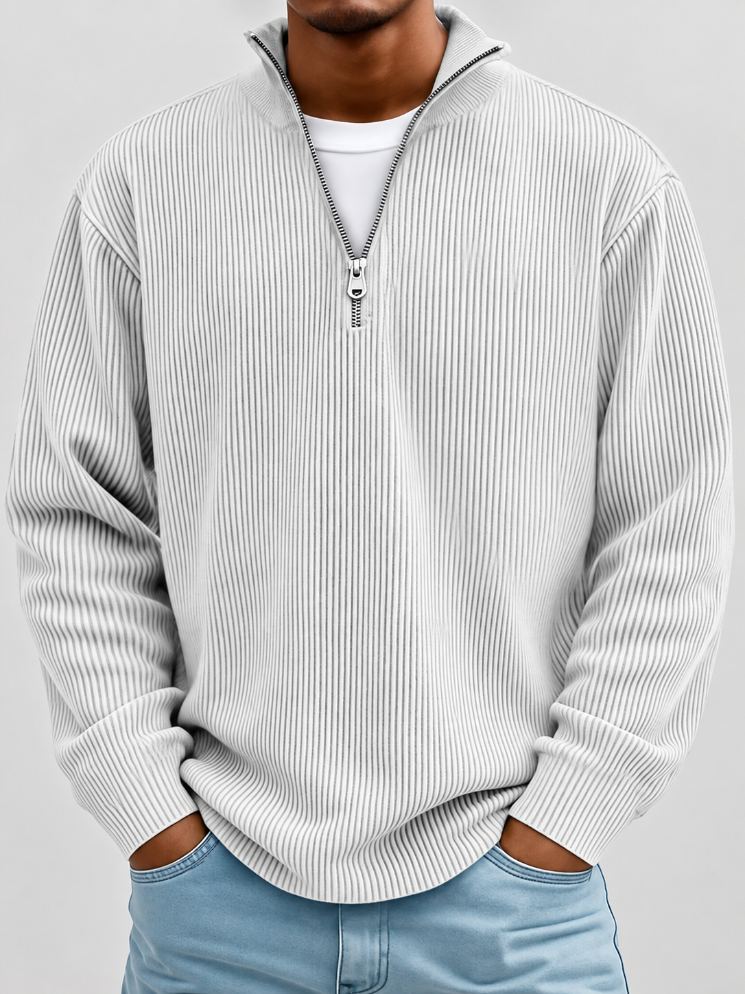 Alex Gerippter Pullover mit Reissverschluss