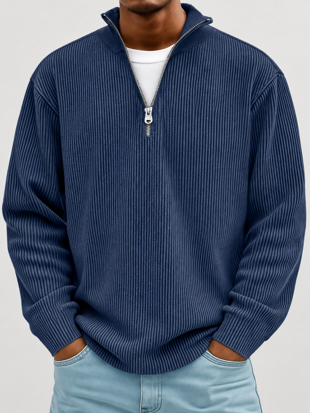 Alex Gerippter Pullover mit Reissverschluss