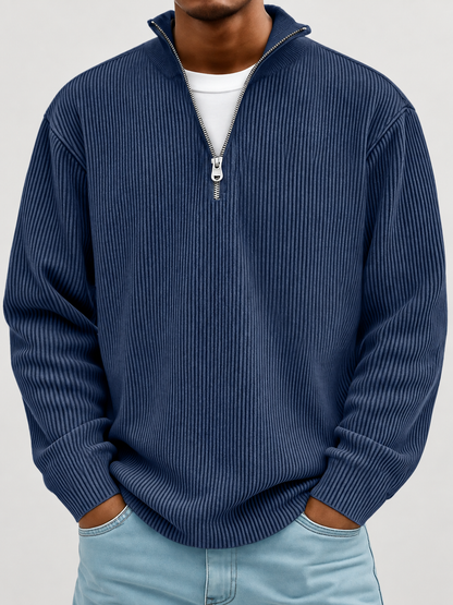 Alex Gerippter Pullover mit Reissverschluss