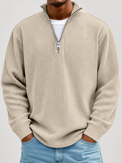 Alex Gerippter Pullover mit Reissverschluss