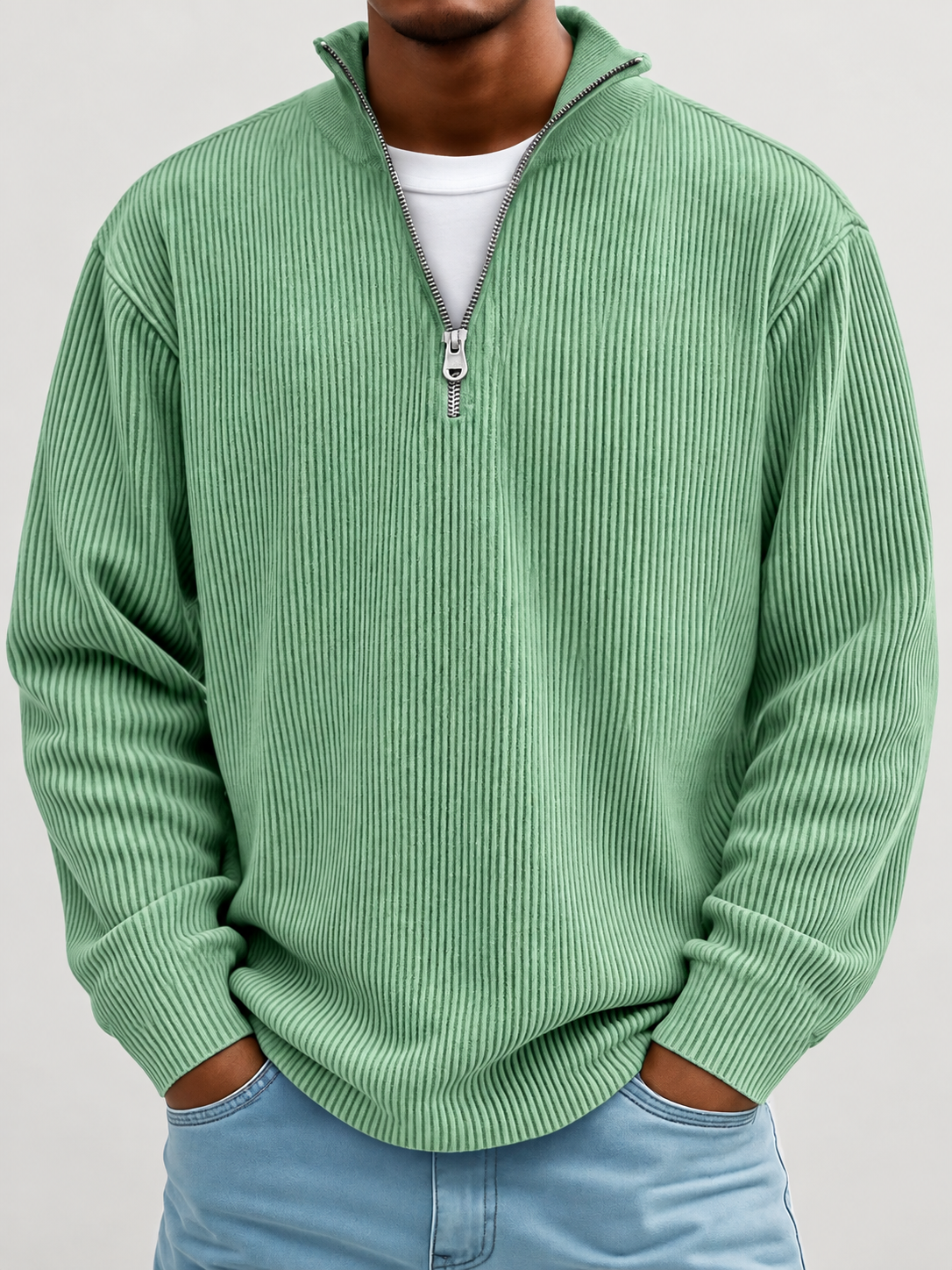Alex Gerippter Pullover mit Reissverschluss