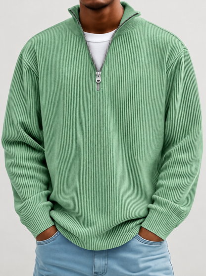 Alex Gerippter Pullover mit Reissverschluss