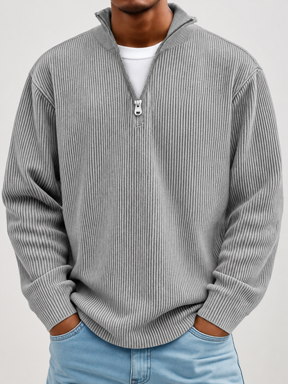 Alex Gerippter Pullover mit Reissverschluss