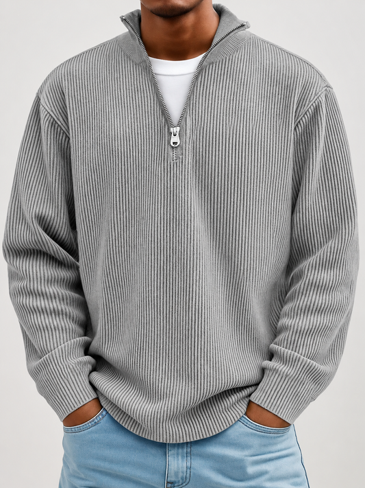 Alex Gerippter Pullover mit Reissverschluss