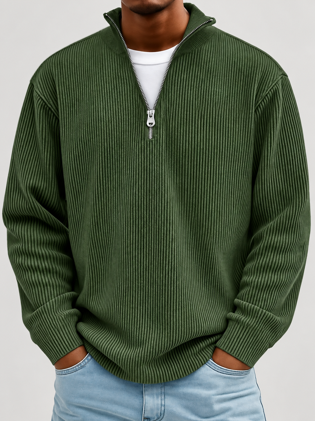 Alex Gerippter Pullover mit Reissverschluss