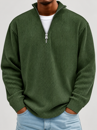 Alex Gerippter Pullover mit Reissverschluss