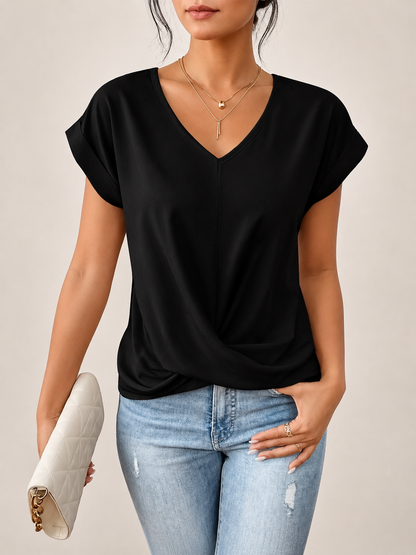 Greta T-shirt casual con morbido scollo a V