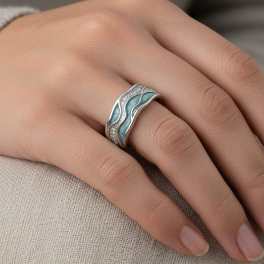 Ring „Türkisfarbene Wellen“ aus Silber